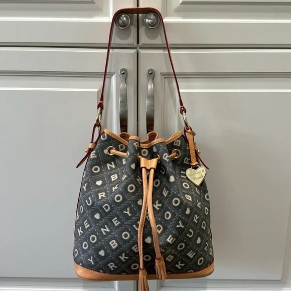 Dooney & Bourke Crossword Cesto Drawstring Shoulder Bag And Coin Purse - Picture 2 of 16